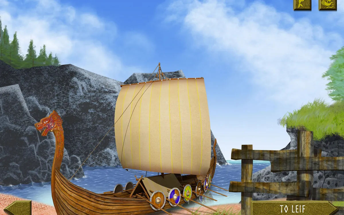 Viking longship at a dock